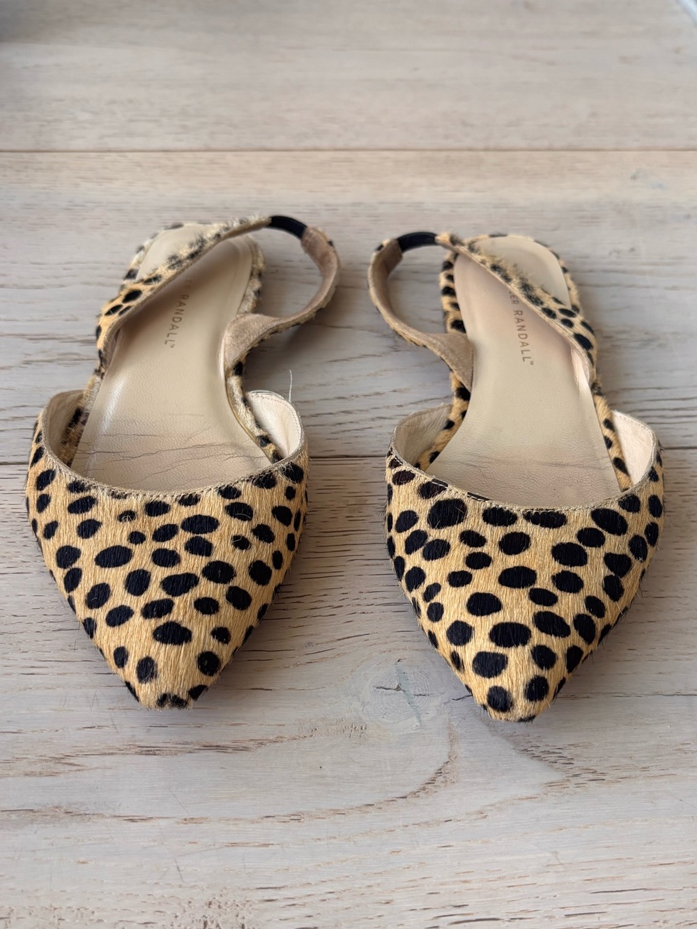 Leopard Print Toe Slingback Flats - Tan/Black
